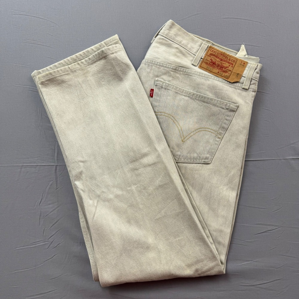 Levis 501 Original Straight Leg Jeans Grey Button Fly Mens 40x32 Denim Pants